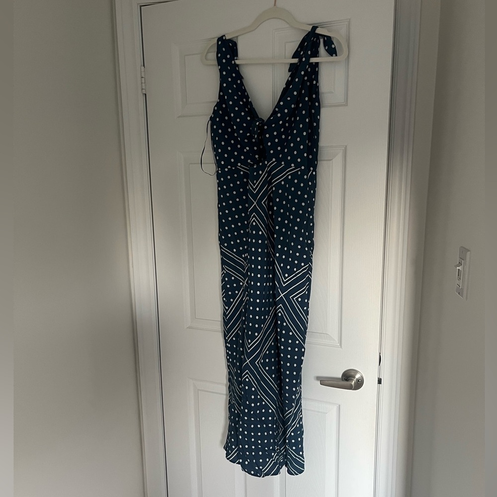 Abercrombie Blue Polka Dot Midi Dress